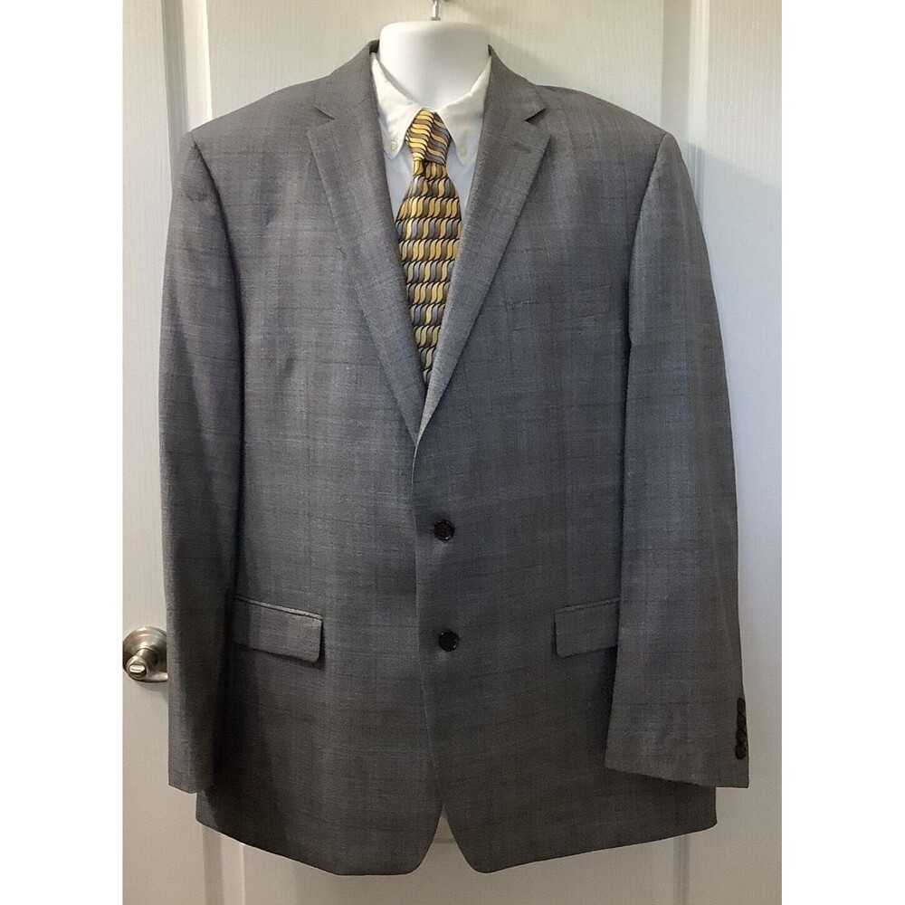 Lauren Ralph Lauren Sport Coat 46L Silk Wool Plaid Gray Taupe